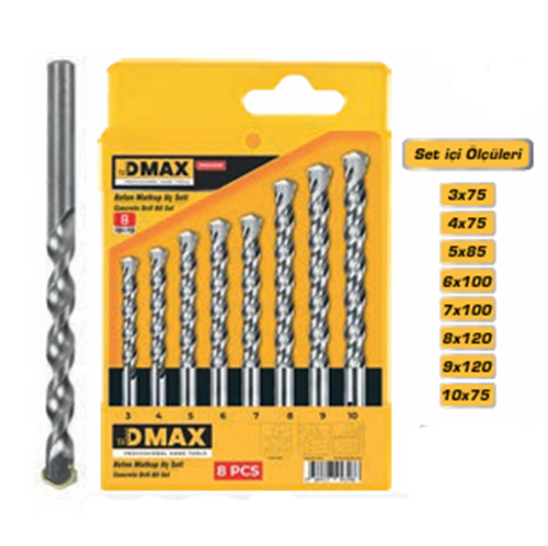DMAX BETON MATKAP UÇ SETİ 8 PARÇA DMX4348